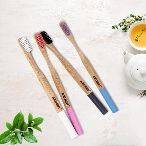 10 pcs Double Ultra Soft Toothbrush Bamboo Charcoal Toothbrushes Wooden Handle Tooth Brushes Dental Teeth Whitening Black