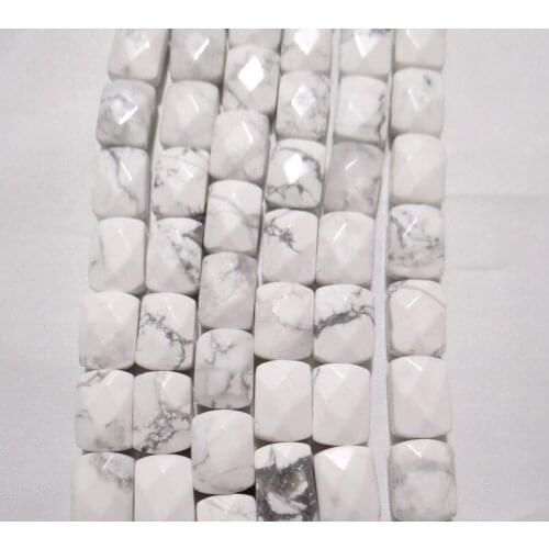 18pcs Natural Stone Faceted Rectangle Shape Spacer Beads For Jewelry Making DIY white Turquoises Bead Bracelet Necklace 8*11 MM