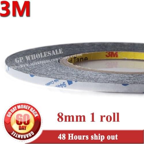 1x 8mm * 50M 3M black 2 Sided Adhesive Tape Sticky for LED Mobile Phone LCD Pannel Display Screen Repair/Logo Adhesive 9448