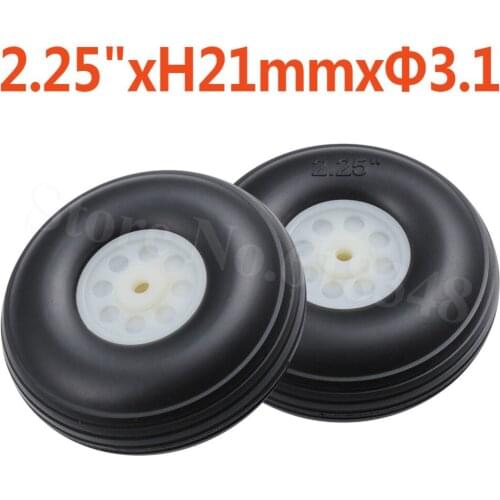 2pcs 2.25"/ 57mm Quality PU Rubber Tail Wheel Nylon Hub Thickness:21mm Axle hole: 3.1mm RC Plane Parts Replacement