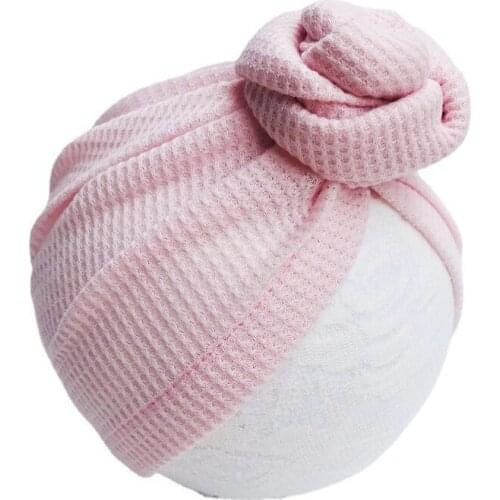 2021 Baby Waffle Snail Hat Childrens Indian Can New Turban Hats Sweet Soft 0-3T Elastic Caps for Newborn Baby Boy Girl Headwrap