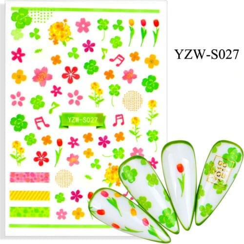 3D Nail Sticker Little Flower Clover Slider Nails Art Decoration Wraps Decals Design Adhesive Manicure Tips Stickers Pegatina