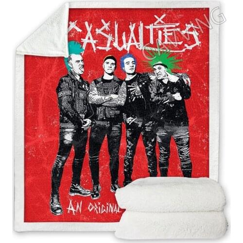 The Casualties Band 3D Printed Sherpa Blanket Rectangle Blanket Home Textiles Fleece Wearable Blanket Throw Blanket for Sofa