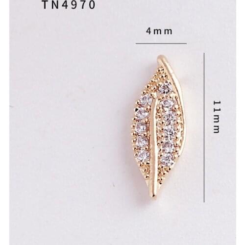 5pcs TN4970 Alloy Zircon tree leaf Nail Art Crystal nail jewelry Rhinestone nails accessories supplies nail decorations charms