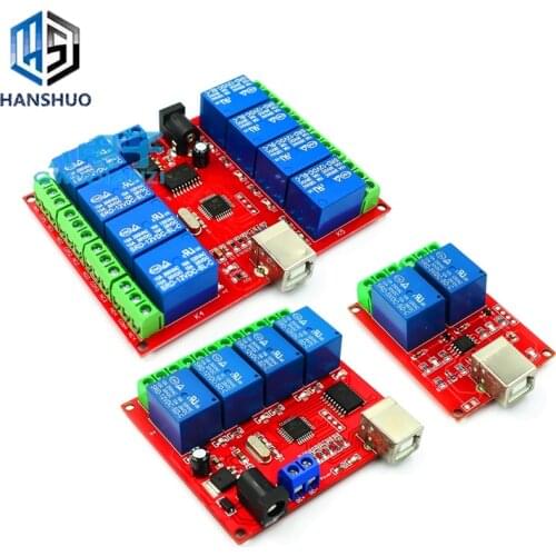 5V 12V 1 2 4 8 Channel USB Relay Control Switch Programmable Computer Control For Smart Home PC Intelligent Controller