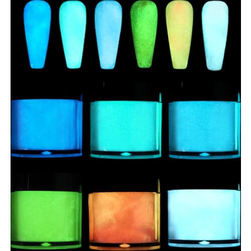 Neon Phosphor Acrylic Nail Powder Dust Luminous Pigment Fluorescent Glitters For Nail Art Decorations Glow in the Dark RK170013