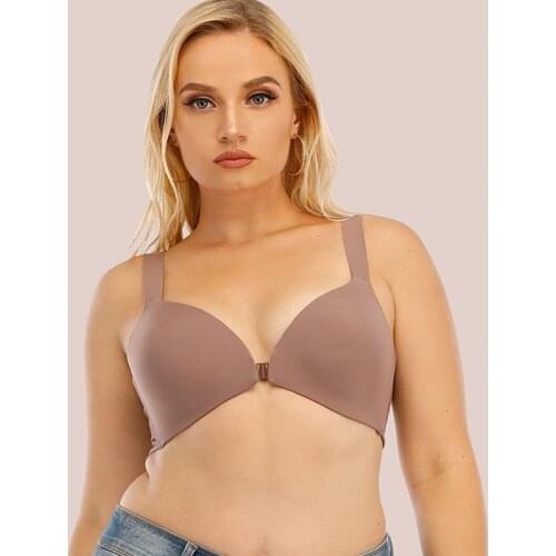 Front Buckle Bra Women Seamless Wire Free Pushup Backless Bra Tops Vintage Bralette Wide Strap Plus Size Brasiere Lingerie femme