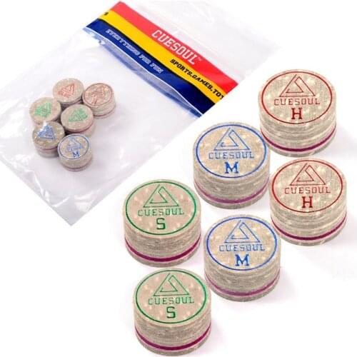 CUESOUL Billiard Cue Tips 6pcs/set 14mm Soft Baked Pig Leather Pool Cue Tips, 14mm, 10 Layer Cue Tip