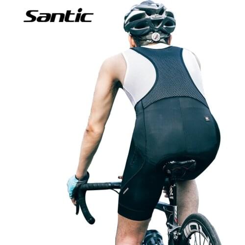 Santic Cycling Bib Shorts Summer Breathable Short Distance Shorts Shockproof Reflective Outdoor Sports Clothing Men 2019