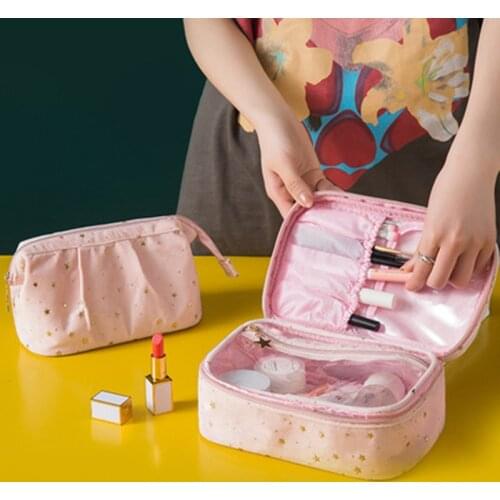 Flannel Womens Beauty Cosmetic Bag Small Portable Makeup Toiletry Bags Large-capacity Make Up Organizer Travel Storage Pouch