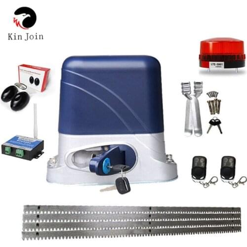 KINGJOIN 1300kg Heavy Duty automatic electric Sliding Gate Motor Opener with 4m steel racks,$sensor lamp keypad GSM optional