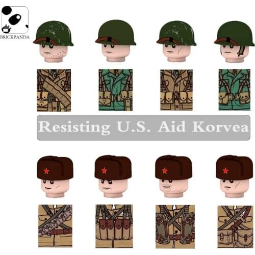 WW2 Military War Building Blocks USA Soldier Chinese Volunteers Figures Parts Mini Bricks Accessories Modern City Army Toy Gifts