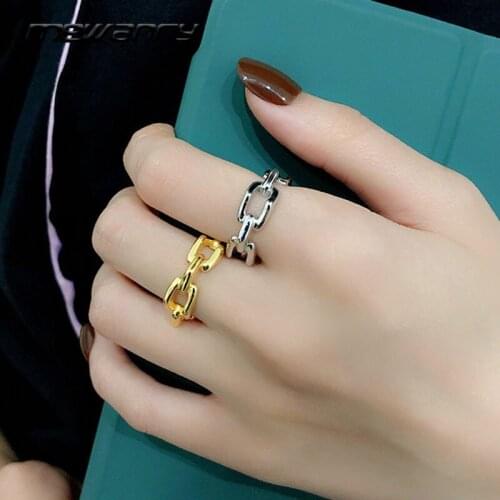 Mewanry 925 Sterling Silver Couples Rings for Women New Trend Hip Hop Vintage Simple Hollow Geometric Chain Party Jewelry Gifts