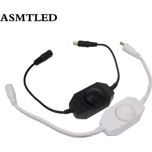 Mini DC LED Dimmer Switch Brightness Adjust Controller for 3528 5050 5730 5630 RGB Single Color Strip Light 12V 24V Black/White