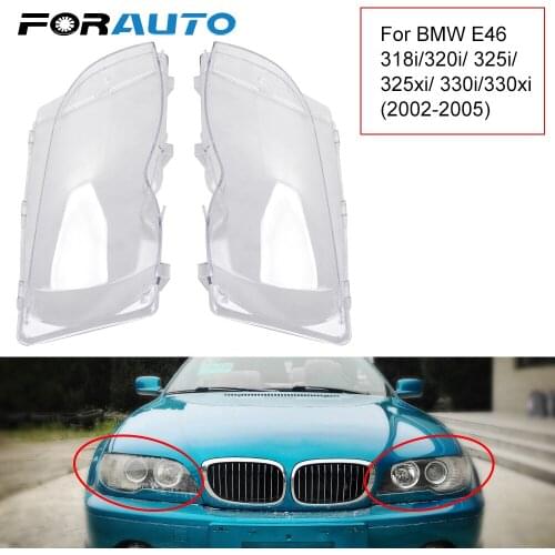 FORAUTO Car Headlight Cover Headlight Lens Shell Transparent Automobile Headlamp Head Light For BMW 3 Series E46 02-05(4 door)