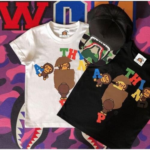 New Kids Boy Girls Cartoon Animal Hide in Box Pattern Printed Summer Short Shirts Tops Tee Hip Hop Style Clothes