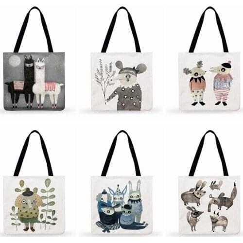 Adorable British Art Illustration Print Tote Bag Women Casual Tote Ladies Shoulder Bag Foldable Shopping Bag Outdoor Beach Bags