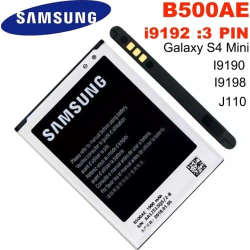 Samsung Original Battery For Samsung Galaxy S4 Mini i9192 i9195 i9190 i9198 J110 I435 I257 B500AE 3 Pin 1900mAh B500AE B500BE