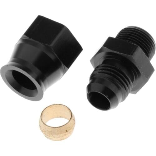 6AN AN6 Male to 3/8" 9.5mm Fuel Hose Line Tube Straight Fitting Adapter Black