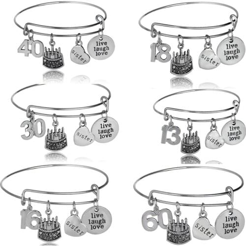 Sister Birthday Gifts For Sisters Pendant Charm Bracelet Bangle Family Sis Bracelet Heart Pendant Silver Plated Best Friends