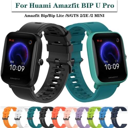 For Huami Amazfit Bip U Pro／U／Bip Lite Strap Silicone Watchbands 20mm Sports Wristband For Amazfit GTS 2/2E/2 Mini Bracelet