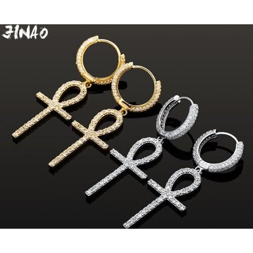 JINAO 925 Silver High Quality Personality Iced Out AAA+ Cubic Zirconia Earrings Men and Women Jewelry For Gift