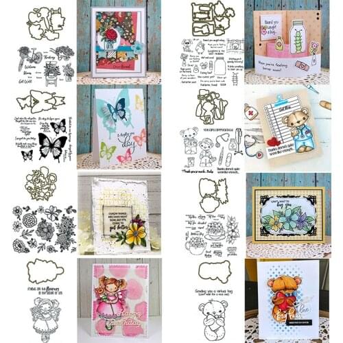 Bouquet Birds Butterfly Animals Scene Silhouettes Blessing Phrases Stamps Cutting Dies for DIY Scrapbooking Craft Cards 2020 New