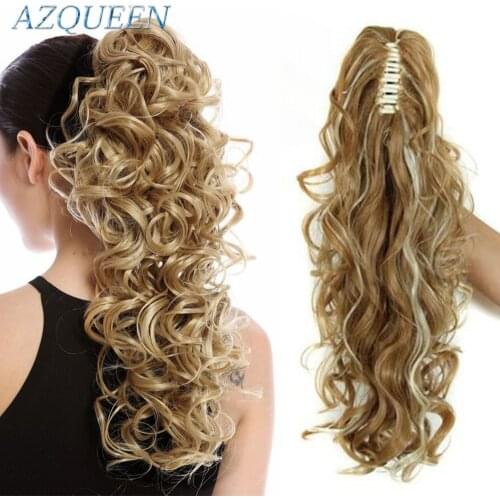 AZQUEEN Long Synthetic Thick Wave Pony Fiber Claw Clip Wavy Ponytail Extensions Clip In Hair Extensions For Women