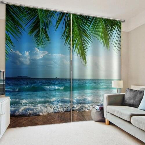 Modern Curtain sea landscape Curtains For Living Room Bedroom Digital Printing Blackout Curtain For Children