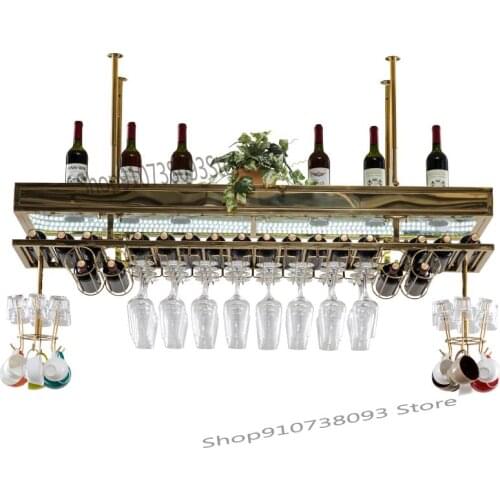 Stainless steel wine glass rack upside down home bar hanger wine rack shelf hanging wine rack light luxury wine glass rack