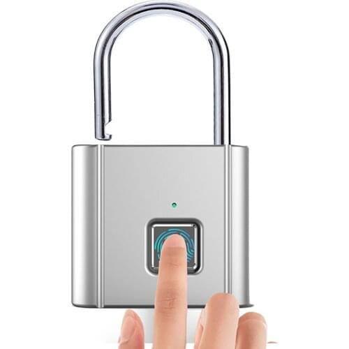 Waterproof Smart Fingerprint Padlock Thumbprint Door Padlocks Anti-Theft Keyless USB Rechargeable Door Lock for Drawer Suitcase