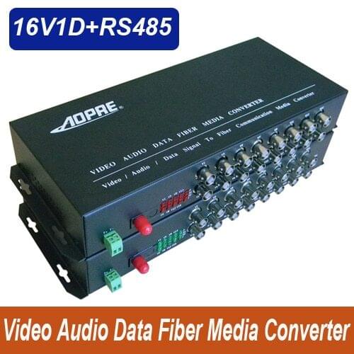 High quality 16 channel video data Audio fiber optic media converter with RS485 - up 20KM Singlemode