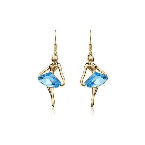 JS E079 Ballet Girl Angel Earrings Gold And Silver Color Pendientes Women Nickel Free Joyas De Plata