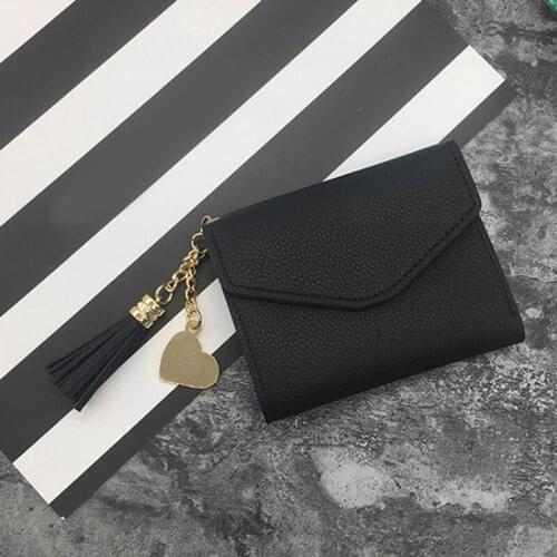 Women Short Wallet Fashion Tassel PU Leather Wallets For Female Pendant Hasp Coin Mini Bag For Femme Carteira