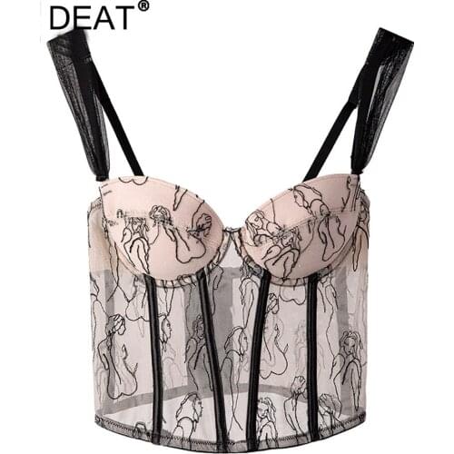 DEAT 2021 new sexy straps lace printed mesh zippers backless bra spring and summer outfits fashion tide WP17512L