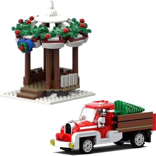 Winter Village Old Truck Building Blocks Creator Gazebos Vehicle Model DIY Architecture Educational Bricks Kids Toys MOC 17099