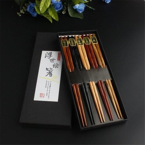 10 Pair Chopsticks(Gift Box)Japanese Reusable Chopsticks Natural Beech Chopsticks Chinese Set Wood Household tableware korean