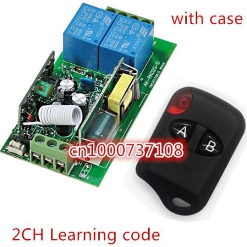 2CH relay switch AC220V AC230V RF Wireless transmitter + receiver Toggle switch for lamp ,light ,learning code with plastic case