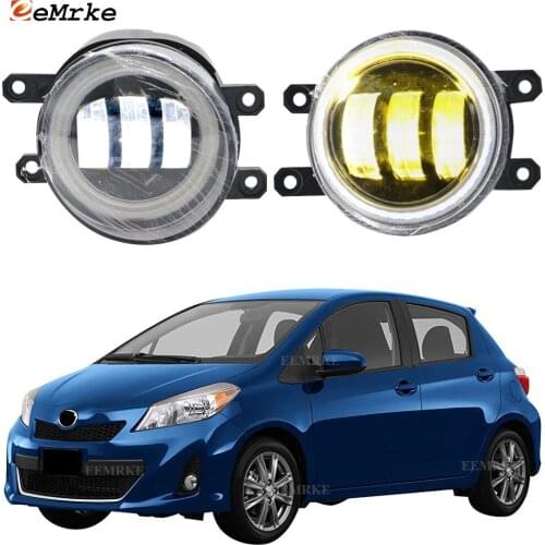 2-Pcs Anti Fog Lights for Toyota Vitz RS NCP91 NCP131 Yaris SE '06~'14 LED Angel Eye DRL Daylight Foglight Lamp Car Accessories