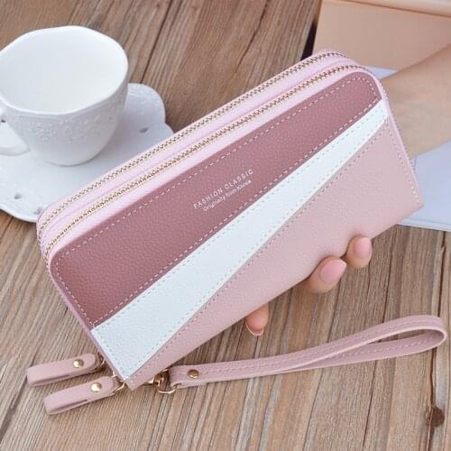 2019 Brand PU Leather Wallets Women Patchwork Long Zipper Coin Purse Money Credit Card Holders Phone Bags Female Clutch Wallets