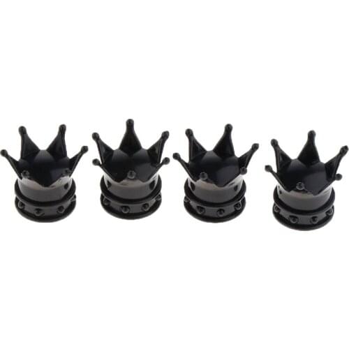 4pcs Chrome Crown Style Car Tire Air Valve Stems Cover Caps Wheel Rims