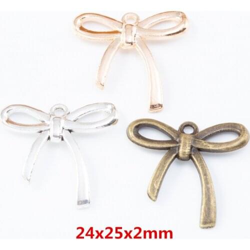 40 pieces of retro metal zinc alloy Bow pendant for DIY handmade jewelry necklace making 7871