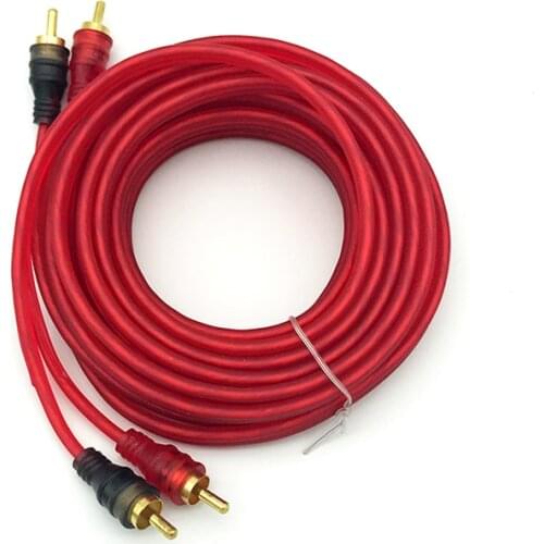 5m 2 RCA to 2 RCA Plug Car Audio Cable Automobile Amplifier System Braided Copper Cables car-styling