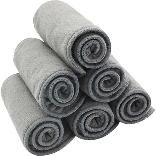 5pcs Reusable Inserts For Baby Diaper Cover Nappies Bamboo Charcoal Liner Diaper Nappy Washable 4 Layers