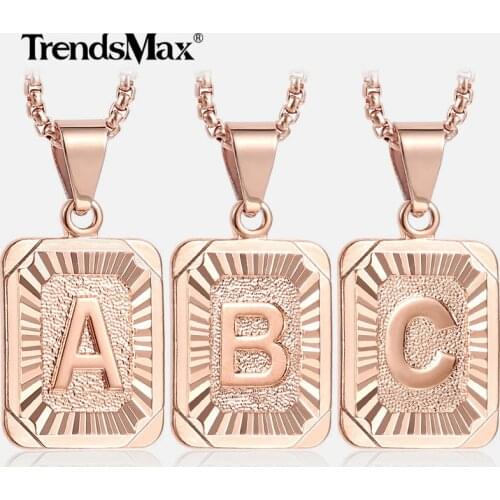 A-Z Pendant Letter Necklace For Women Men 585 Rose Gold Yellow Gold Box Chain Necklace Wholesale Jewelry Gift 55cm GPM12A