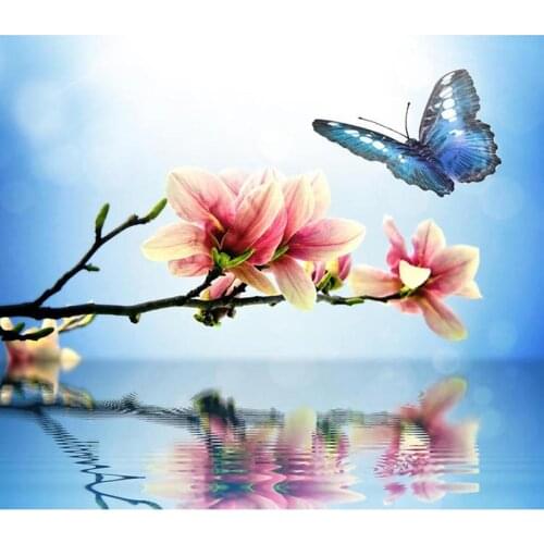 5D Diy Diamond Painting Home Room Butterfly and Flower Cross Stitch Full Drill Embroidery Cute Handmade Wall Decor Gift JX608