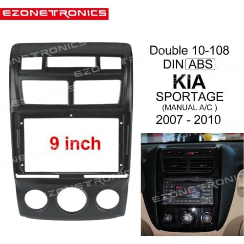 1/2Din Car DVD Frame Audio Fitting Adaptor Dash Trim Kits Facia Panel 9inch For Kia SPORTAGE 2007-2010 Double Din Radio Player