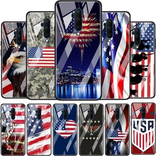 America Usa Flag Tempered Glass Cover For OnePlus Z 7 8 9 7T 8T 9R Nord 5G Pro Silicone Phone Case Coque