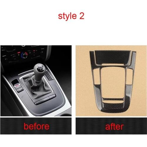 For Audi A4L 2009-2016 Real Carbon Fiber Car Interior Gear Shift Knob Frame Cover Trim Moldings Car Styling Accessories