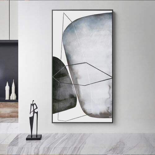 Home Decor Canvas Printed Painting Wall Art Modular Black White Stone Modern Nordic Style Simple Poster Pictures For Living Room